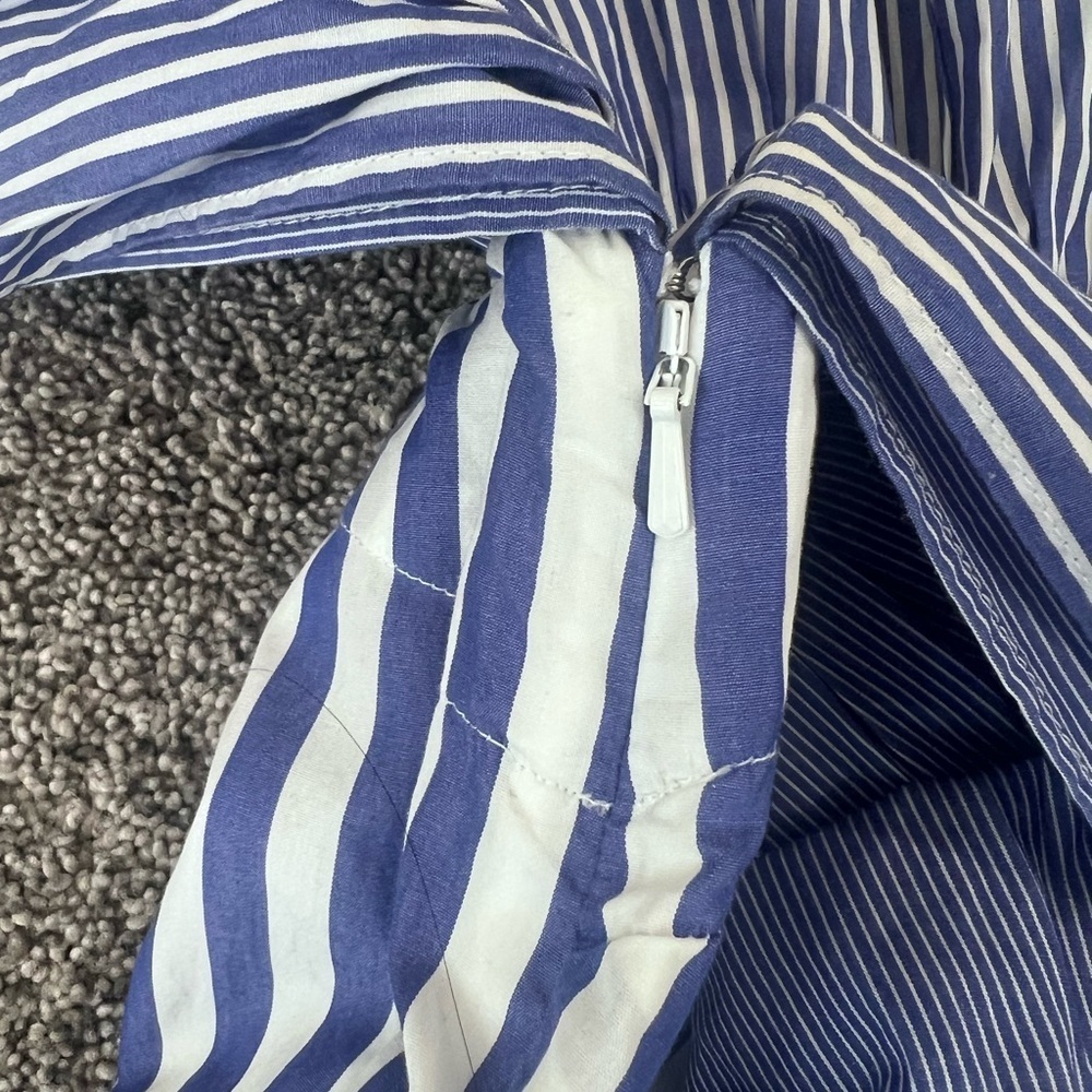 J. Crew One Shoulder Ruffle Jumpsuit Blue White Stripe 100% Cotton Size US 4 - Picture 13 of 16